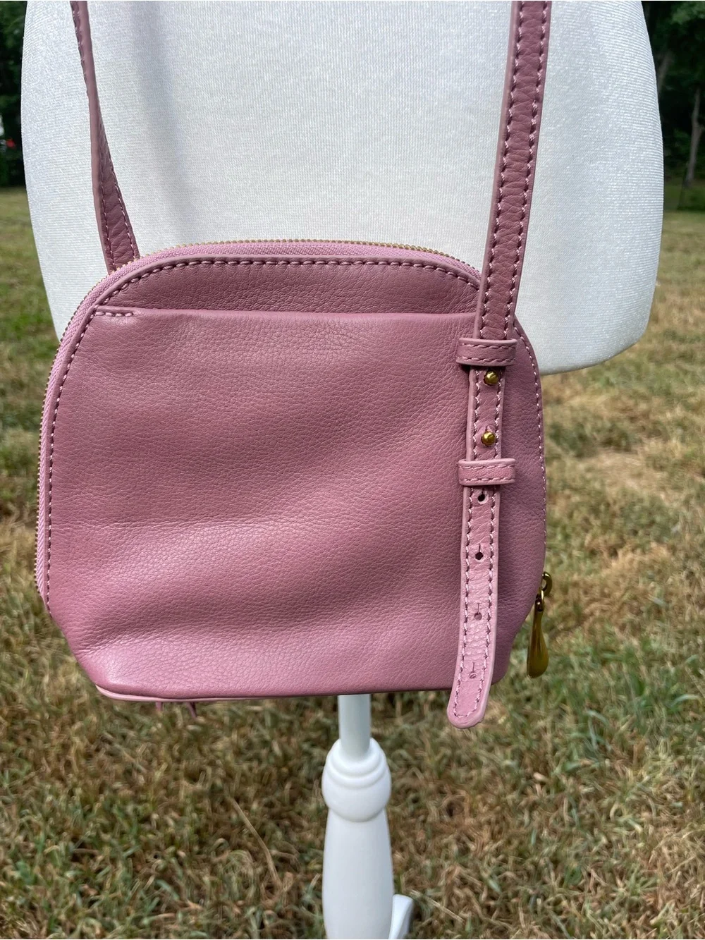 HOBO Mauve Leather Fringe Hobo Crossbody